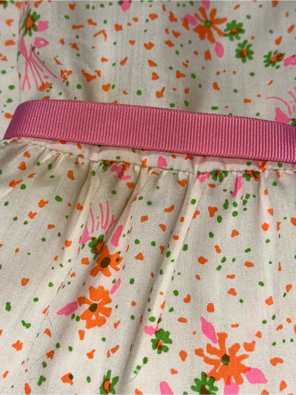 The Minnie Lilly Pulitzer Vintage 1960’s 4 Pink Orange Green Floral Cotton Dress